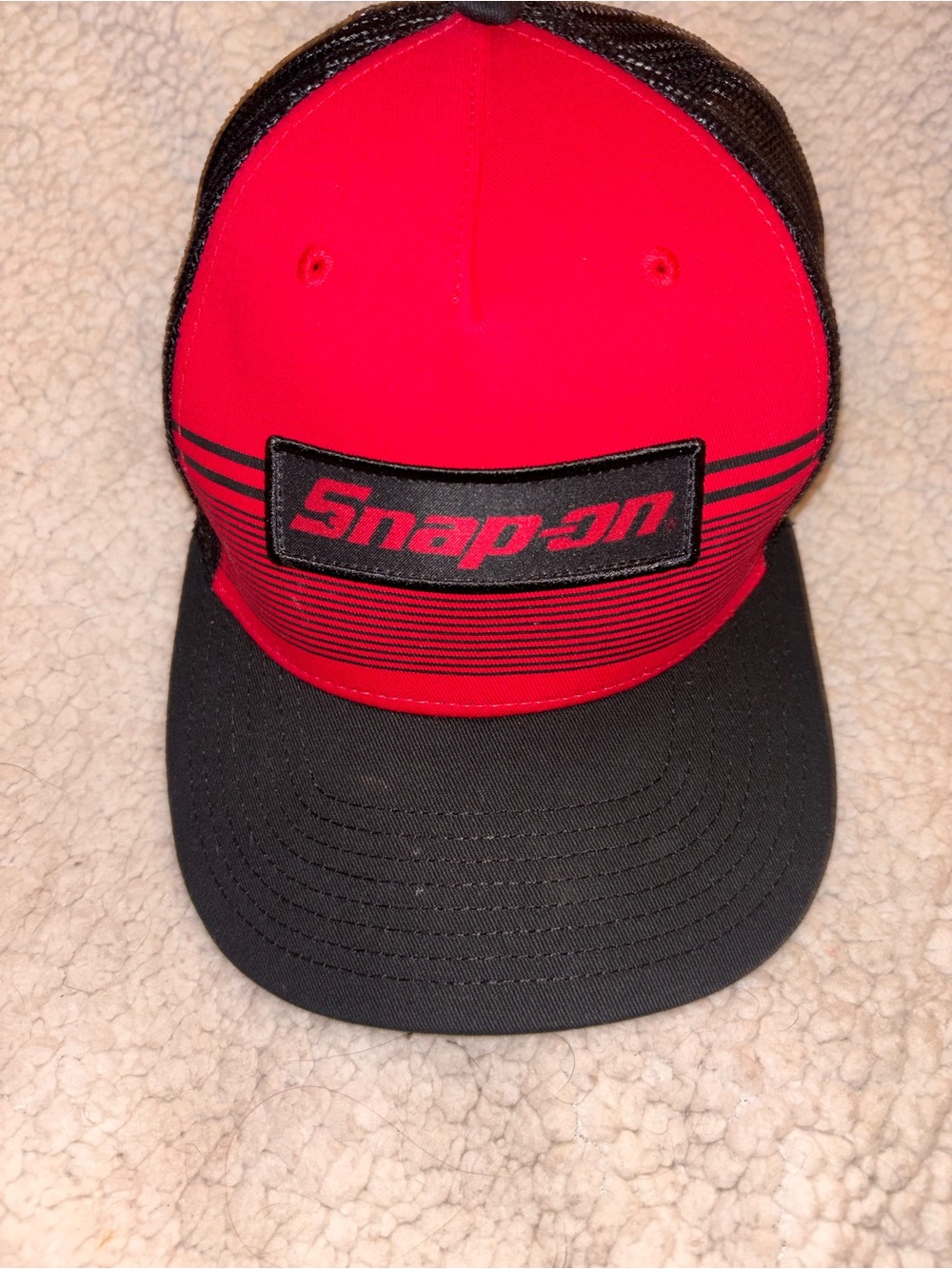 Snap-on Red Black Mesh Trucker Snapback Hat Official Licensed Adjustable